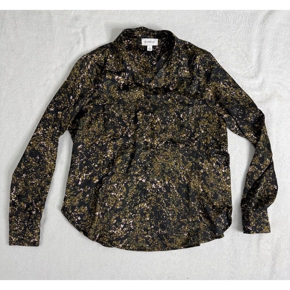 Evereve Sweaters - Evereve Sasha Satin Abstract Print Button Up Shirt Work Blouse Date Night Top S